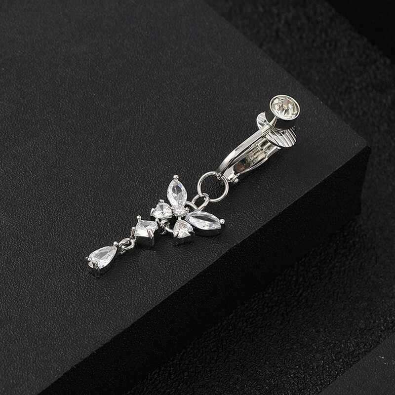 1 ks zlatá strieborná farba falošný falošný brušný prsteň motýľ falošný piercing do brucha klip na piercing do pupka visiace telové šperky