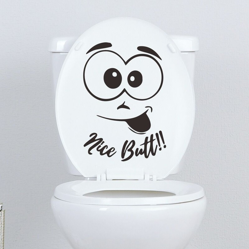 Mosolygó arcú WC matrica dekoratív WC öntapadós matrica aranyos fürdőszoba PVC dekoratív falmatrica öntapadós