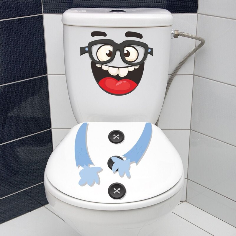 Mosolygó arcú WC matrica dekoratív WC öntapadós matrica aranyos fürdőszoba PVC dekoratív falmatrica öntapadós