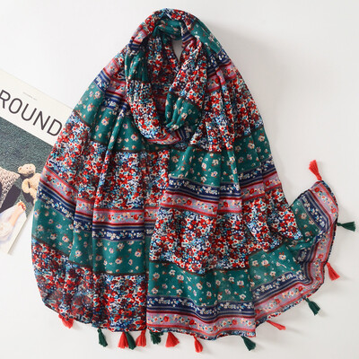 Eșarfă din bumbac de marcă de lux pentru femei, șaluri mari, design hijab, imprimeu echarpe, eșarfe cu ciucuri, damă, fură de plajă, tobe de eșapament, pareo