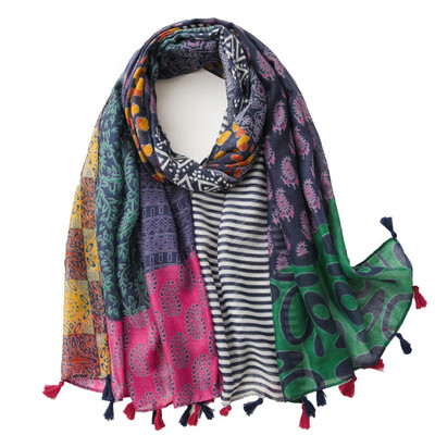 Eșarfă din bumbac de marcă de lux pentru femei, șaluri mari, design hijab, imprimeu echarpe, eșarfe cu ciucuri, damă, fură de plajă, tobe de eșapament, pareo