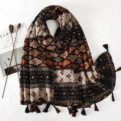 Eșarfă din bumbac de marcă de lux pentru femei, șaluri mari, design hijab, imprimeu echarpe, eșarfe cu ciucuri, damă, fură de plajă, tobe de eșapament, pareo