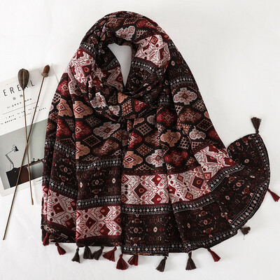 Eșarfă din bumbac de marcă de lux pentru femei, șaluri mari, design hijab, imprimeu echarpe, eșarfe cu ciucuri, damă, fură de plajă, tobe de eșapament, pareo