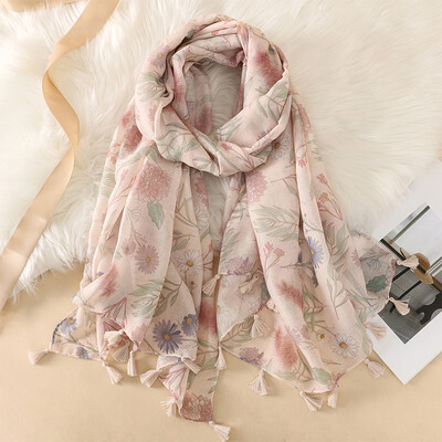 Eșarfă din bumbac de marcă de lux pentru femei, șaluri mari, design hijab, imprimeu echarpe, eșarfe cu ciucuri, damă, fură de plajă, tobe de eșapament, pareo