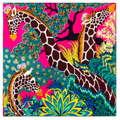 POBING Kézi tekercselt szálas selyem sál női három zsiráf négyzet alakú sál Echarpes Foulards női pakolás bandana hidzsáb 90 cm