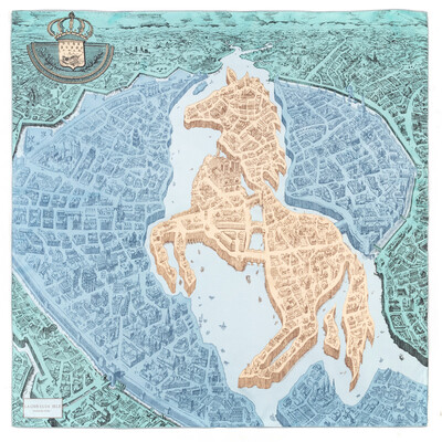 POBING Kézi tekercselt szálas selyem sál női három zsiráf négyzet alakú sál Echarpes Foulards női pakolás bandana hidzsáb 90 cm