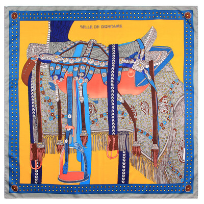 POBING Kézi tekercselt szálas selyem sál női három zsiráf négyzet alakú sál Echarpes Foulards női pakolás bandana hidzsáb 90 cm