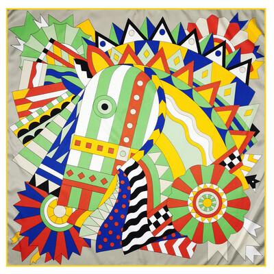 POBING Kézi tekercselt szálas selyem sál női három zsiráf négyzet alakú sál Echarpes Foulards női pakolás bandana hidzsáb 90 cm