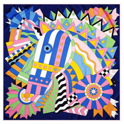 POBING Kézi tekercselt szálas selyem sál női három zsiráf négyzet alakú sál Echarpes Foulards női pakolás bandana hidzsáb 90 cm