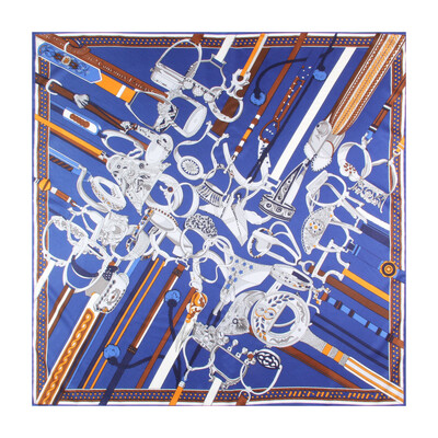 POBING Kézi tekercselt szálas selyem sál női három zsiráf négyzet alakú sál Echarpes Foulards női pakolás bandana hidzsáb 90 cm