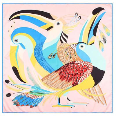 POBING Kézi tekercselt szálas selyem sál női három zsiráf négyzet alakú sál Echarpes Foulards női pakolás bandana hidzsáb 90 cm