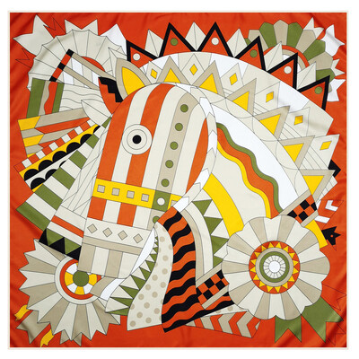 POBING Kézi tekercselt szálas selyem sál női három zsiráf négyzet alakú sál Echarpes Foulards női pakolás bandana hidzsáb 90 cm