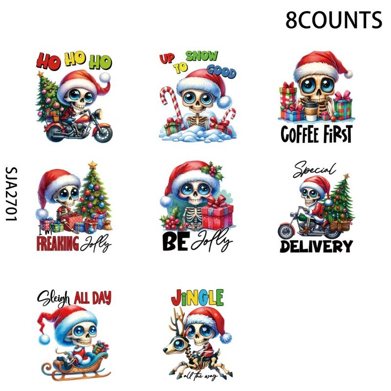 Kalėdų šunų kalambūrų sublimaciniai UV DTF lipdukai, vandeniui atsparus lipdukų paketas puodelių dekoravimui, „pasidaryk pats“ meno reikmenys, namų dekoravimas