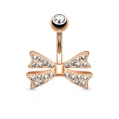 1 DB Rózsa arany ezüst színű masni-csomós hasgomb gyűrűk női CZ kristály köldökpiercing fülbevaló haspiercing szex testékszerek