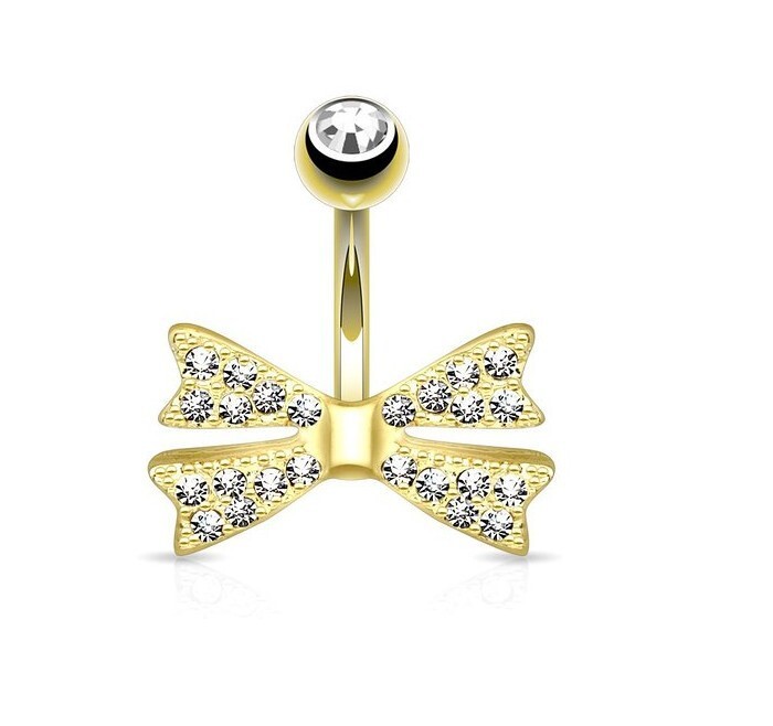 1 DB Rózsa arany ezüst színű masni-csomós hasgomb gyűrűk női CZ kristály köldökpiercing fülbevaló haspiercing szex testékszerek