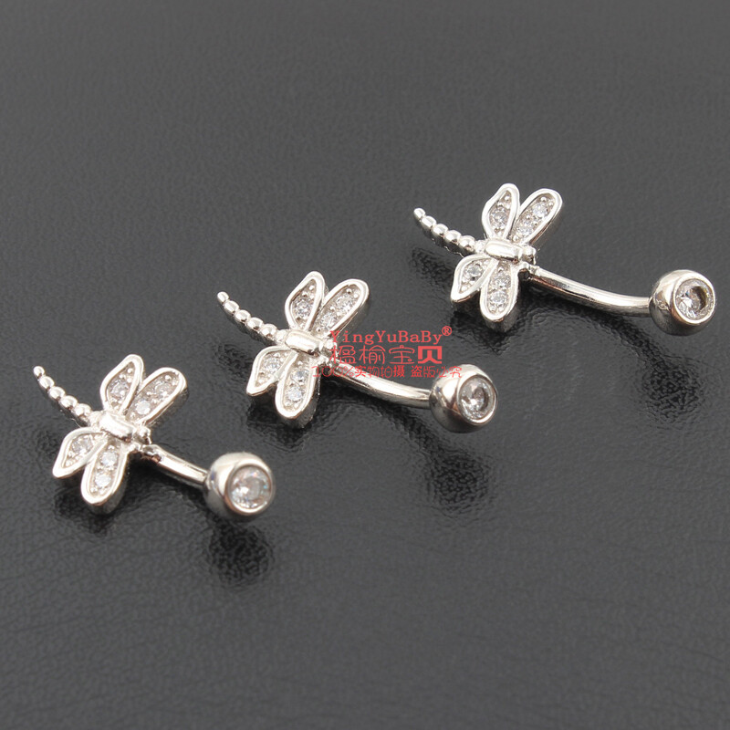 Bijuterii pentru corp din argint 925 întreg S925 inel pentru buric fără insecte alergice libelulă femei 6 8 10 mm pin bijuterii fine