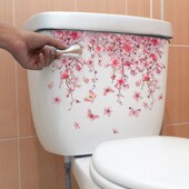 1db Rózsaszín szőlővirág WC matricák Kivehető csempe matricák mellékhelyiségek felújításához és lakberendezéshez