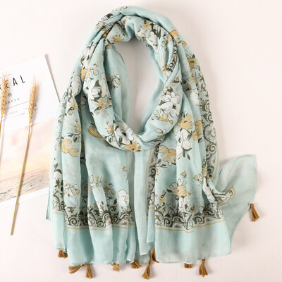 Eșarfă din bumbac de marcă de lux pentru femei, șaluri mari, design hijab, imprimeu echarpe, eșarfe cu ciucuri, damă, fură de plajă, tobe, pareo