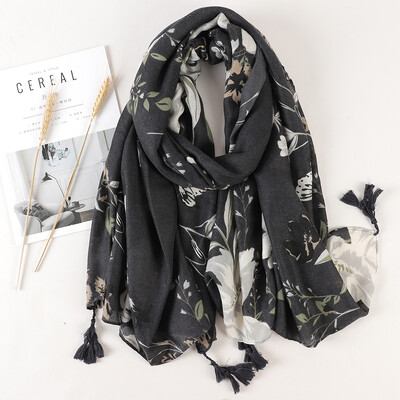 Eșarfă din bumbac de marcă de lux pentru femei, șaluri mari, design hijab, imprimeu echarpe, eșarfe cu ciucuri, damă, fură de plajă, tobe, pareo