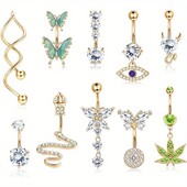 Drperfect 1buc 14G Inel pentru buric atârnând Inele pentru buric placat cu aur Inele clasice pentru buric Pachet de inele la modă pentru buric