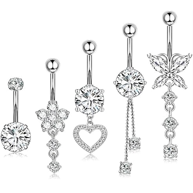 14G Gold Color sērijas tauriņu nokarenas vēdera pīrsingu komplekti 5GB/Lot Sirds zieds izliekts nabas gredzens nabas gredzeni nabas gredzeni