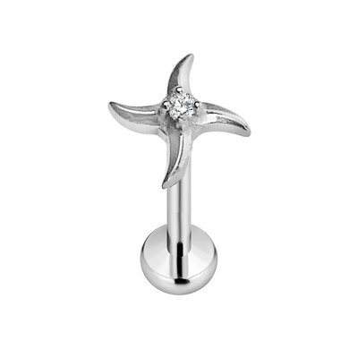 Piercing do pery s plochým chrbtom, ASTM F136 G23 z titánu, šípky a CZ, bez závitu, 16G, 18G, 20G.