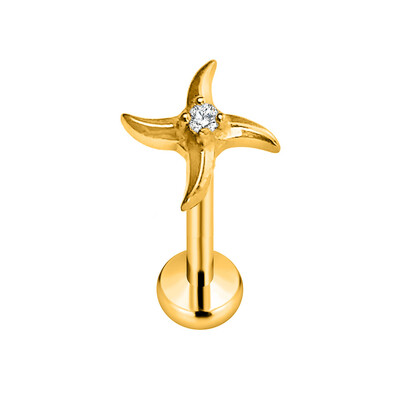 Piercing do pery s plochým chrbtom, ASTM F136 G23 z titánu, šípky a CZ, bez závitu, 16G, 18G, 20G.