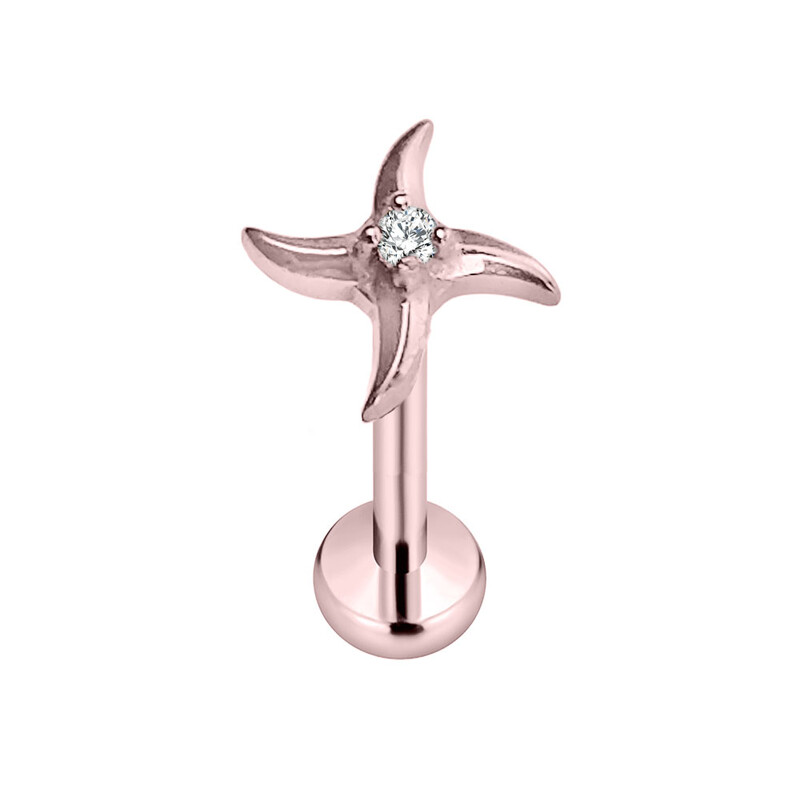 Piercing do pery s plochým chrbtom, ASTM F136 G23 z titánu, šípky a CZ, bez závitu, 16G, 18G, 20G.