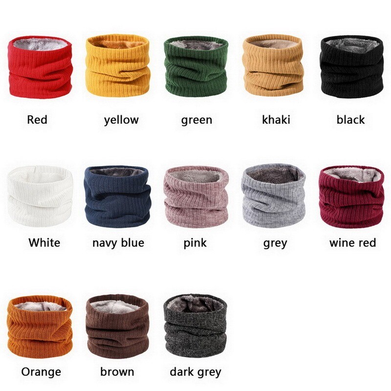 Unisex pletená teplá šatka zima jeseň prsteň ženy bandana pevná flísová šatka muži čelenka krk šatka šál