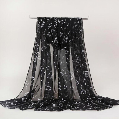 Moterų vasaros kaklaskarės Moteriškos muzikinės natos Spaudinys Šifonas Kaklas Šalikas Šalikas Minkštas Šalikas Aukštos kokybės Pasakiškas Elastinis