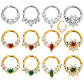 Vízcsepp Virág Hold CZ Daith Conch Tragus Hoop fülbevaló Helix Septum Piercing Clicker szegmens orrgyűrű 316L sebészeti acél 16G