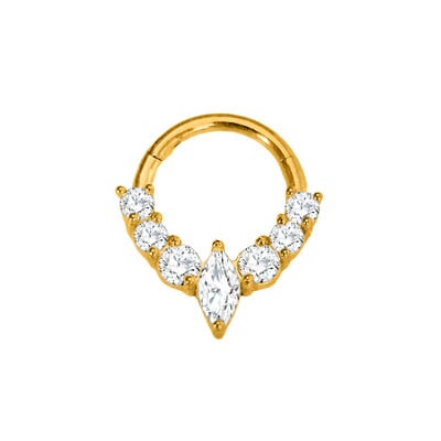 Vízcsepp Virág Hold CZ Daith Conch Tragus Hoop fülbevaló Helix Septum Piercing Clicker szegmens orrgyűrű 316L sebészeti acél 16G