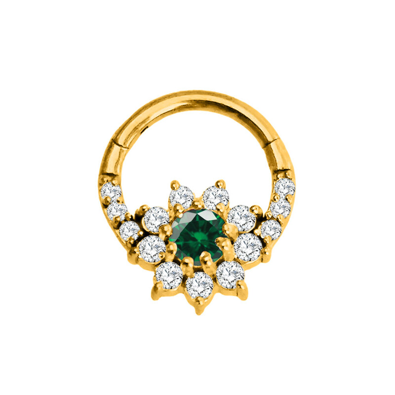 Vízcsepp Virág Hold CZ Daith Conch Tragus Hoop fülbevaló Helix Septum Piercing Clicker szegmens orrgyűrű 316L sebészeti acél 16G