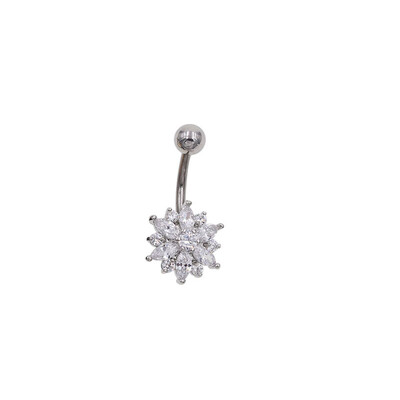 1 buc din oțel inoxidabil floare de fulg de nea cristal bare pentru buric inel de aur pentru buric bijuterii piercing buric 1,6*10*5*8mm