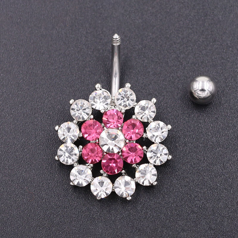 1 buc din oțel inoxidabil floare de fulg de nea cristal bare pentru buric inel de aur pentru buric bijuterii piercing buric 1,6*10*5*8mm