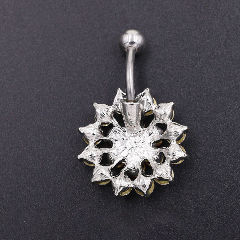 1 buc din oțel inoxidabil floare de fulg de nea cristal bare pentru buric inel de aur pentru buric bijuterii piercing buric 1,6*10*5*8mm