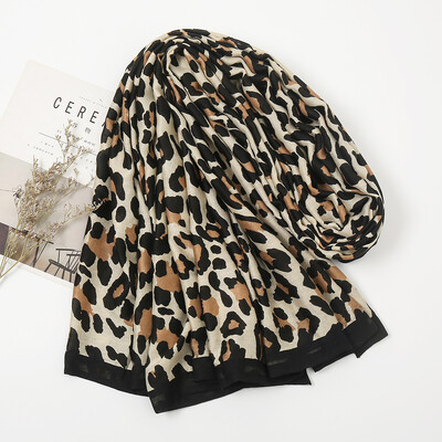 2021. Leopard šal s printom Ženski jesenski muslimanski hidžab šalovi s resicama Velika traka za glavu Rupčić Ženska bandana