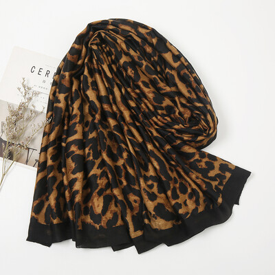 2021. Leopard šal s printom Ženski jesenski muslimanski hidžab šalovi s resicama Velika traka za glavu Rupčić Ženska bandana