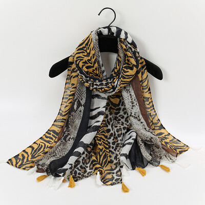 2021. Leopard šal s printom Ženski jesenski muslimanski hidžab šalovi s resicama Velika traka za glavu Rupčić Ženska bandana