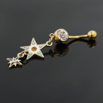 JHJT 14G Dangle Star Piercing Belly Button Piercing από ανοξείδωτο ατσάλι Χρυσό Nombril Ομφαλός Δαχτυλίδια Body Body