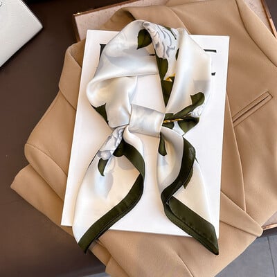 70x70cm Μεταξωτό Φουλάρι Τετράγωνο Γυναικείο Μόδα με λουλουδάτο εμπριμέ σάλι Περιτυλίγματος Άνοιξη Καλοκαιρινό λαιμόκοψη Μαλλιά Lady Χειμερινά Κασκόλ