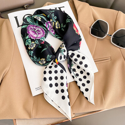 70x70cm Μεταξωτό Φουλάρι Τετράγωνο Γυναικείο Μόδα με λουλουδάτο εμπριμέ σάλι Περιτυλίγματος Άνοιξη Καλοκαιρινό λαιμόκοψη Μαλλιά Lady Χειμερινά Κασκόλ