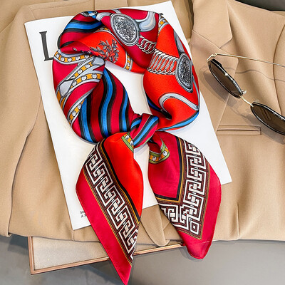 70x70cm Μεταξωτό Φουλάρι Τετράγωνο Γυναικείο Μόδα με λουλουδάτο εμπριμέ σάλι Περιτυλίγματος Άνοιξη Καλοκαιρινό λαιμόκοψη Μαλλιά Lady Χειμερινά Κασκόλ