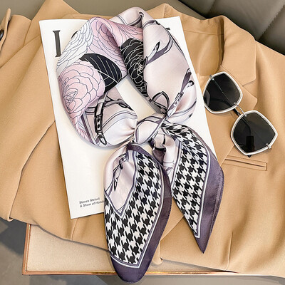 70x70cm Μεταξωτό Φουλάρι Τετράγωνο Γυναικείο Μόδα με λουλουδάτο εμπριμέ σάλι Περιτυλίγματος Άνοιξη Καλοκαιρινό λαιμόκοψη Μαλλιά Lady Χειμερινά Κασκόλ