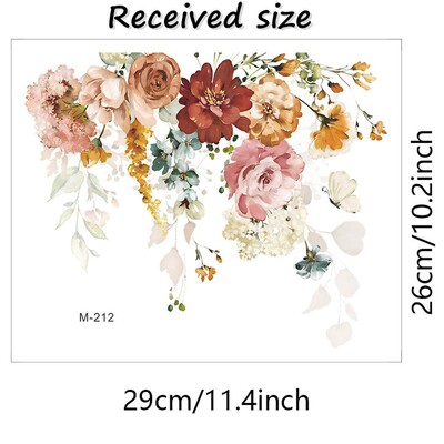 Akvareliniai gėlių lipnūs tualeto dangtelių lipdukai Nuimami gėlių lapų raštai 3D sienų meno dekoravimo lipdukai vonios kambariui
