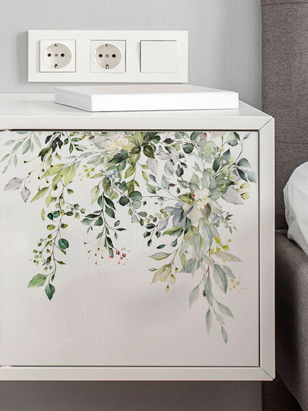 Autocolant pentru toaletă Pvc Autocolant de perete autoadeziv Autocolant decorativ pentru toaletă Frunze de plante verzi Autocolant de perete pentru baie Decalcomanii pentru toaletă