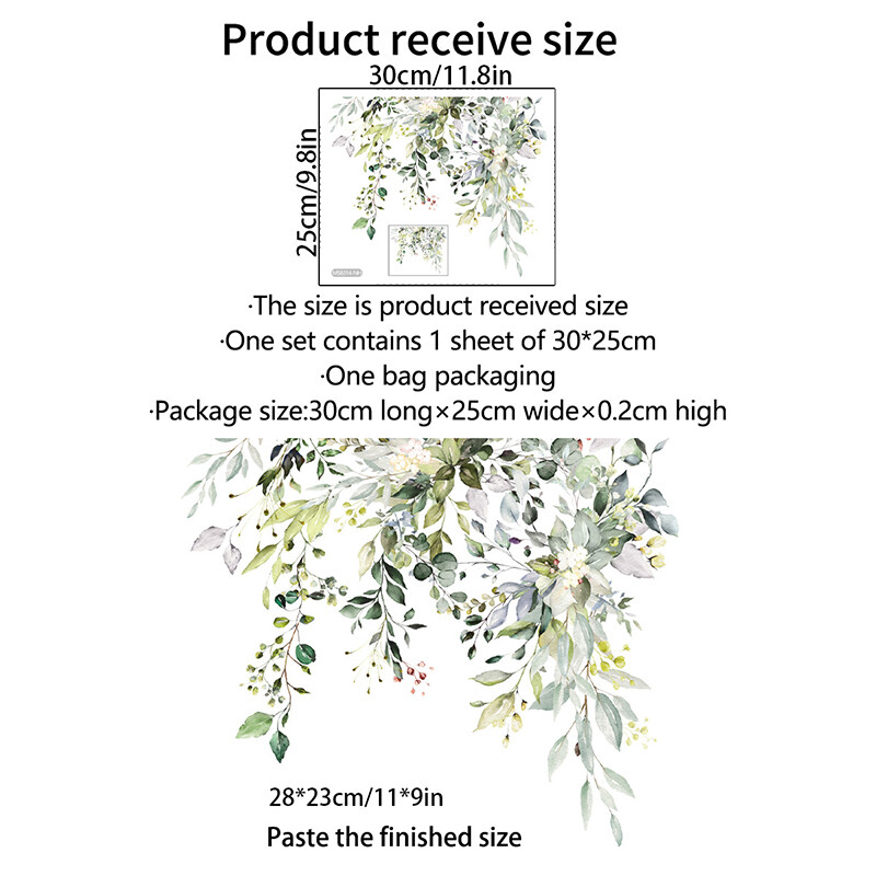 Autocolant pentru toaletă Pvc Autocolant de perete autoadeziv Autocolant decorativ pentru toaletă Frunze de plante verzi Autocolant de perete pentru baie Decalcomanii pentru toaletă