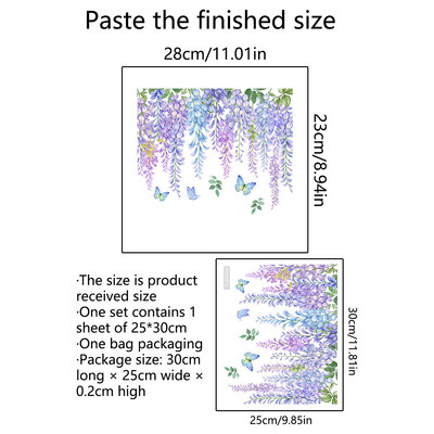 Autocolant colorat cu frunze de flori, autocolante cu plante, autocolante de perete, murale de artă, autocolant pentru toaletă, pentru dulap, autocolant pentru caiet de album