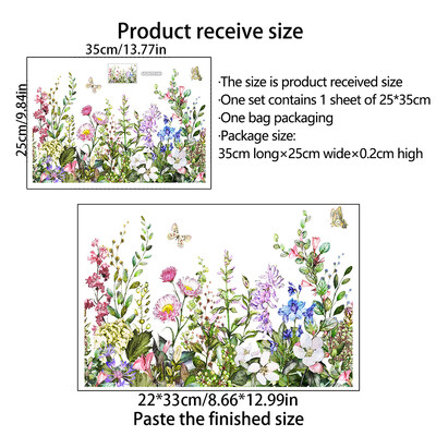 Autocolant colorat cu frunze de flori, autocolante cu plante, autocolante de perete, murale de artă, autocolant pentru toaletă, pentru dulap, autocolant pentru caiet de album