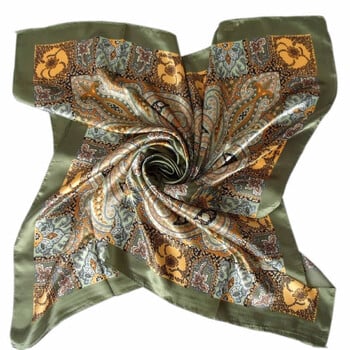 Army Green Women Σχέδιο Paisley Τετράγωνο Μεταξωτό Φουλάρι Γυναικείο Μόδα Άνοιξη Φθινόπωρο Χειμώνας Μάρκα Κομψά Κασκόλ Hijabs 90*90cm